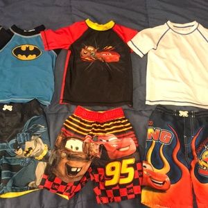 Three sets of boys swimwear size 4 and 4T